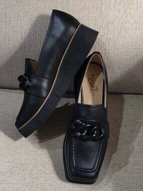 Naked Feet Privy Leather Platform Loafer In Black SIZE US 8